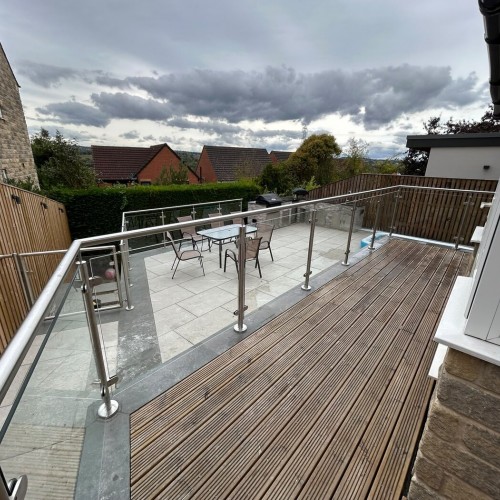 System 1 Glass Balustrade, Core Drilled Raised Patio, Rotherham System 1 Glass Balustrade, Core Drilled Raised Patio, Rotherham
